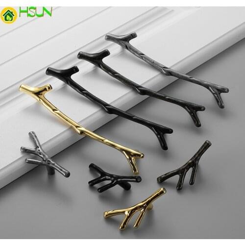 Furniture Cabinet Drawer Handle Knob Kitchen Metal Zinc Gold Silver Black Tree Branch Twig Cupboard Wardrobe Closet Door Pull