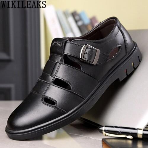 Leather Casual Shoes Man Black Man Sandals 2021 Summer Luxury Designer Shoes Leather Sandals Zapatillas De Hombre Chaussures