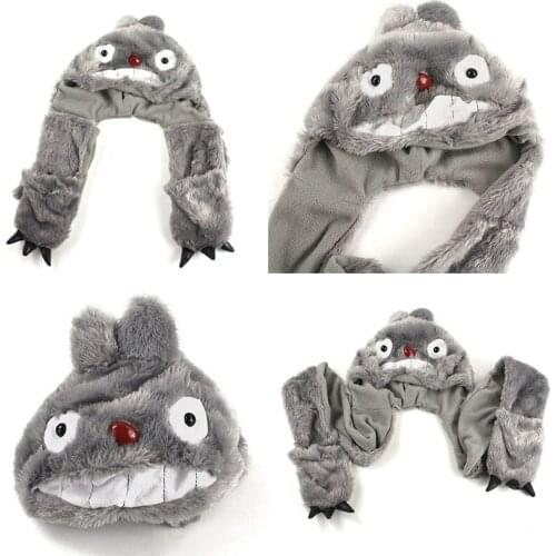 102cm Cartoon Anime My Neighbor Totoro hat Beanies Cute Fluffy Kids Caps Soft Warm Scarf Earmuff Plush Cat Fashion Hats gifts