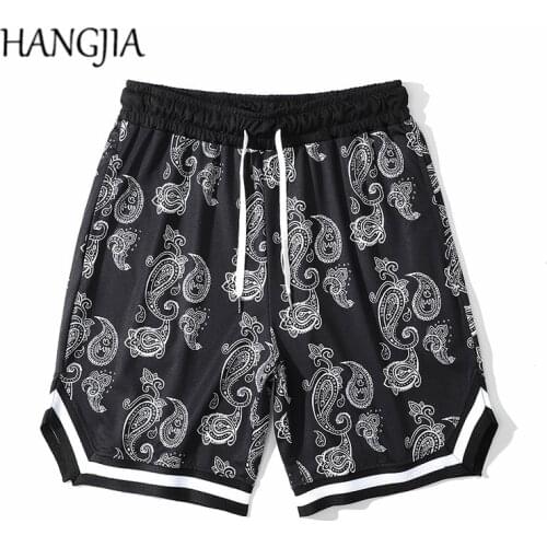 High Street Printed Cashew Flower Sweat Shorts Retro Streetwear Hip Hop Beach Five-point Pants Summer Loose Casual Shorts Men