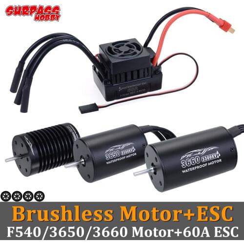 SURPASS HOBBY F540 3660 3650 Brushless Motor 4370/3300KV Waterproof 60A Brushless ESC for 1/10 RC Car Traxxas Off-Road trx4 HSP