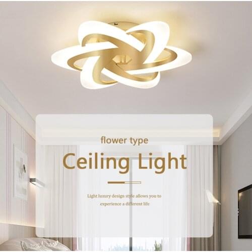 Light Luxury Bedroom Lights Golden Flower Ceiling Light Highlight Atmosphere Room Light Easy to Install Remote Control Function