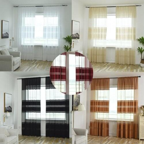 Dicotyledo Tulle Curtains For Living Room Bedroom Curtains For Window Treatments Sheer Curtain Transparent Pattern #PY