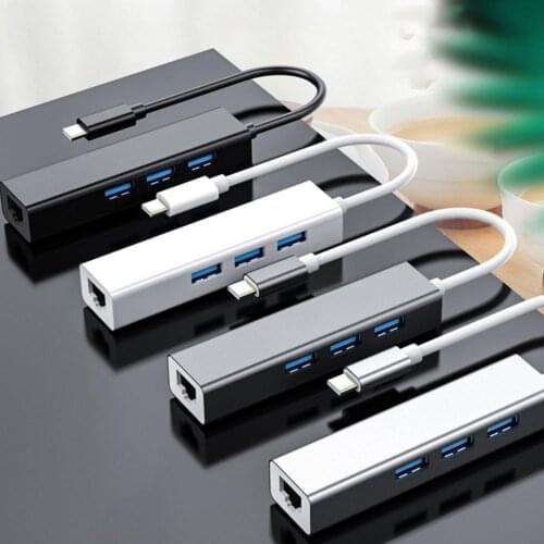 USB C HUB 1000Mbps 3 Ports USB 3.0 Type C HUB USB to Rj45 Gigabit Ethernet Adapter for MacBook Laptop Computer Accessories