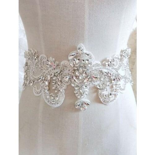 Gorgeous Clear Rhinestone Crystal Applique For Bridal Accessories Wedding Dress Sash Haute Couture Costume Embellishment