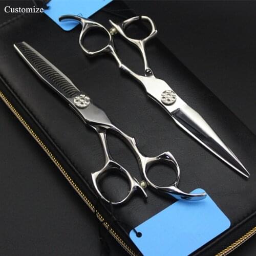 Customize logo japan 440c 6'' retro hair salon scissors cutting barber makas cut scissor Thinning shears hairdressing scissors