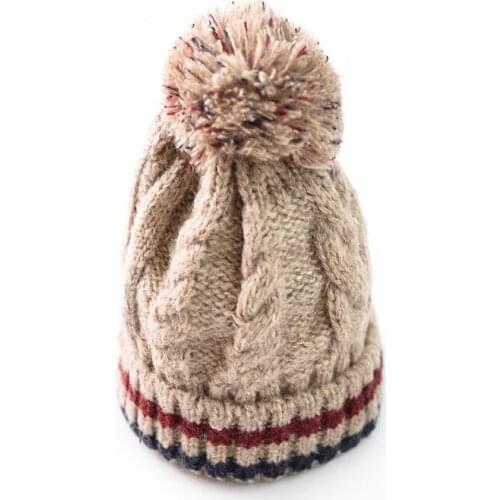 Women Wool Cap Fashion Stripe Korean Edition Knitting Hat Elegant Beanie Thickning Cashmre Caps Outdoor Warm Keep Hats TG0114