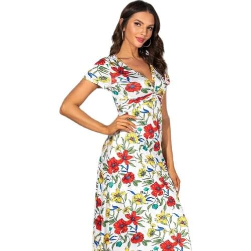 Dresses Woman Summer 2021 Fashion Long Maxi Dress Floral Printed Women Elegant Dress Woman