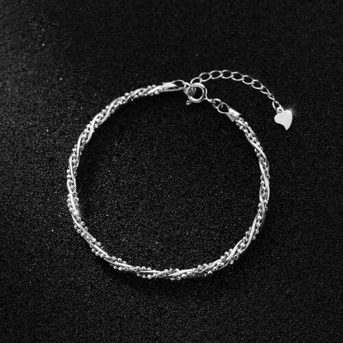 925 Silver Things Womens Jewelry Charm Bracelets Ladies Snake Chain Fine Gift Fashion Accessories 15.5 CM Long