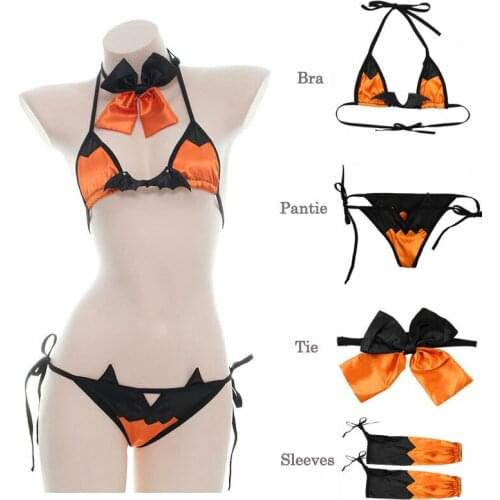 Ladies Sexy Lingerie Set Halloween Bat Cosplay Maid Uniform Sexy Underwear Outfit Erotic Lingerie Nightwear Party Sexy Costumes