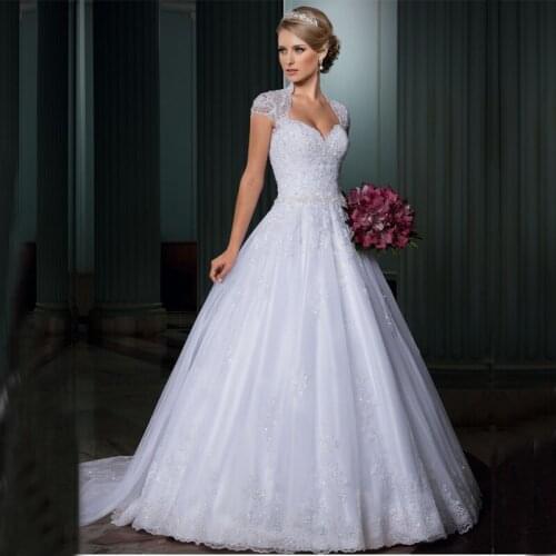 A line Sweetheart Sleeveless White Appliques Lace Wedding Gowns vestidos de novia 2015 Cheap Sexy Backless Wedding Dresses