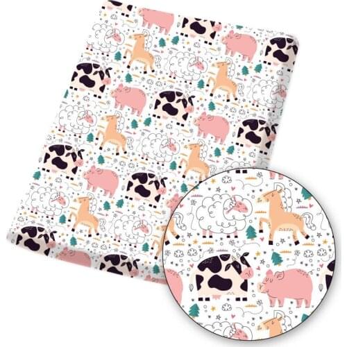 Polyester Cotton Fabric for Sewing Cartoon Animal Printed Cloth Sheet Designer Fabric for Dress Handmade Mask Dress 45*145cm 1pc