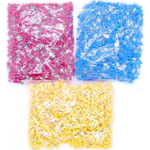 1000PCS SV1.25-5 Spade Pre-Insulating Terminal TYPE TU-JYK Electrical Crimp Terminal Block 22-16 AWG Fork Wire Connector red