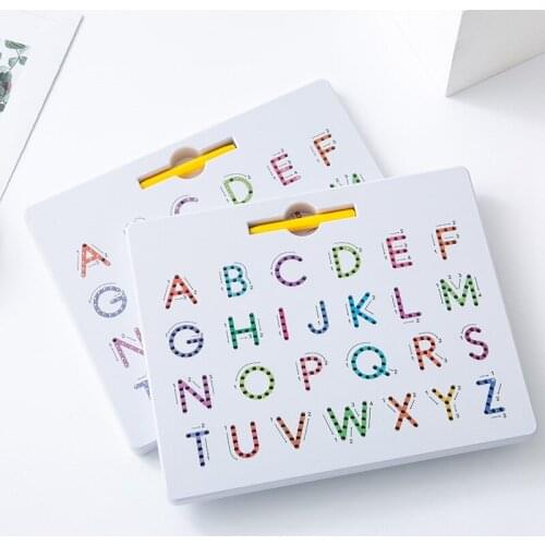 2Pcs netic Alphabet Trace Board Double Sided Upper & Lower Case Letters Writing Practice Kids Learning Toy