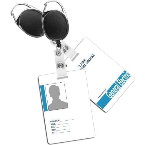 2pcs Retractable Pull Key Ring Chain Reel ID Lanyard Name Tag Card Holder Badge Reel Carabiner Style Retractable Holder Black