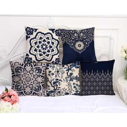 45*45Cm Linen Cushion Cover Flower Pillow Covers Home Sofa Bed Decoration Microfiber Soft Comfortable Cushion Case with Zipper