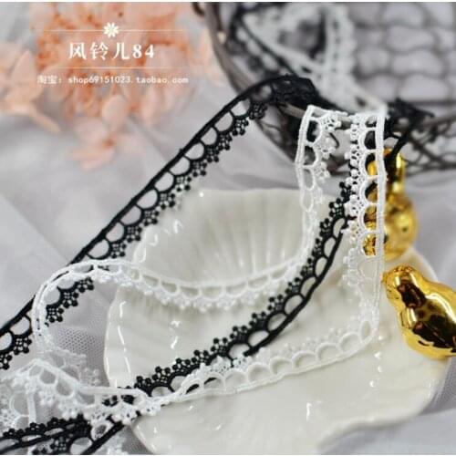 5 Yards White Black Lace Ribbon Embroidered Polyester Lace Trim Fabric Lace Trimmings for Sewing Accessories Clothing Decoration