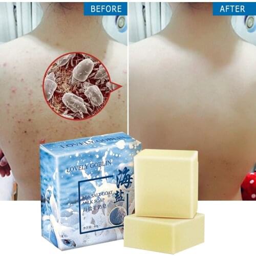 65g jabon en laminas Goat Milk sea salt mite removal Face Soap Cleaning Nourishing Oil-Control Whitening Acne Treatment