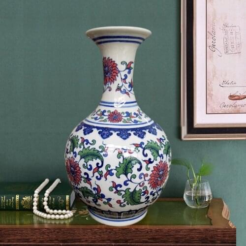 Antique Luminous Ceramic Flower Vase Jingdezhen crafts ceramics vases for home decoration