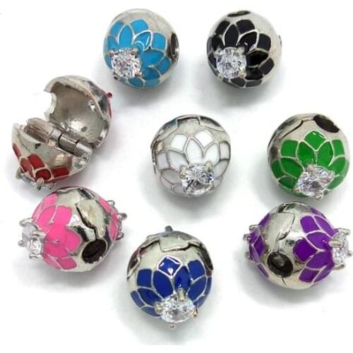 Free Shipping 20pcs 11mm mix color oil-drip double flower design clip stopper beads fit European bracelet & necklace charms DIY