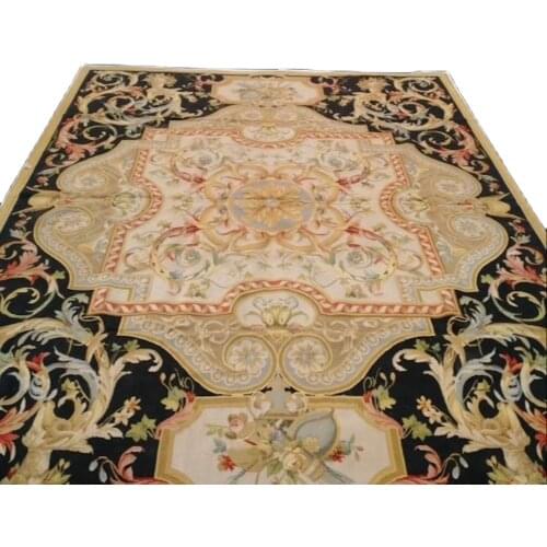 Free shipping 8'X10' French style aubusson carpets hand knotted rugs Woolen French Aubusson Rugs
