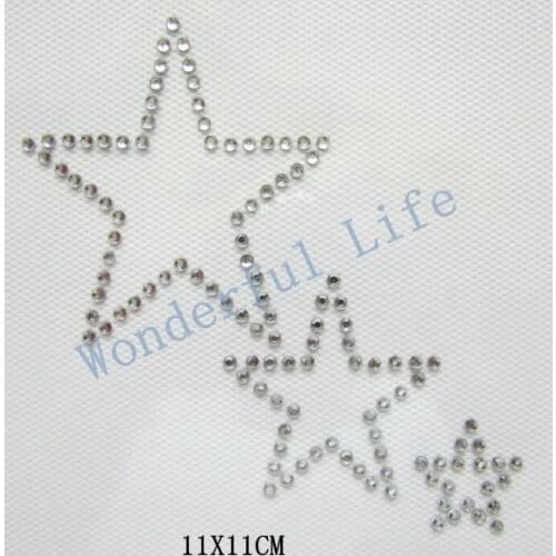 Free shipping TRIPLE 3 STARS for dance ,gym design in hotfix Rhinestone Iron On Heat Transfer for riding