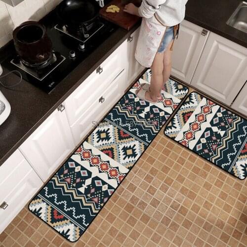 Bohemian Geometric Ethnic Style Black Kitchen Mat Combination Door Mat Bedroom Long Bedside Blanket