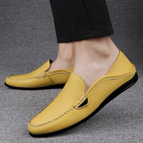 FIXSYS Brand Summer Man Casual Shoes High Quality Men Driving Shoes Genuine Leather Flat Moccasins Breathable Man Casual Loafers
