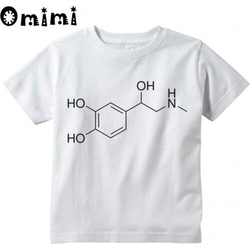 Boys/Girls Adrenaline Molecule Chemistry Science Printed T Shirt Kids Short Sleeve Tops Childrens Funny White T-Shirt