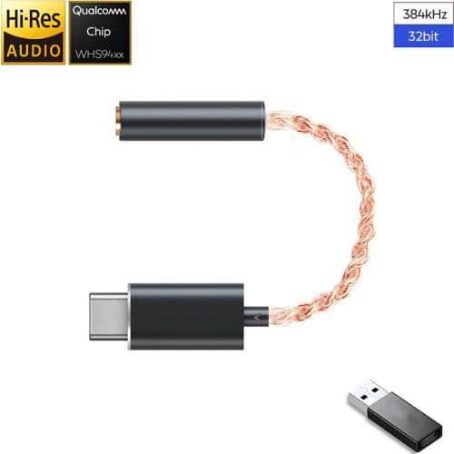 Dosmix HIFI DAC Earphone Amplifier Type-C to3.5mm audio adapter Qualcomm chip for Android Phone PC Mac Audio Cable PCM 32bit/384