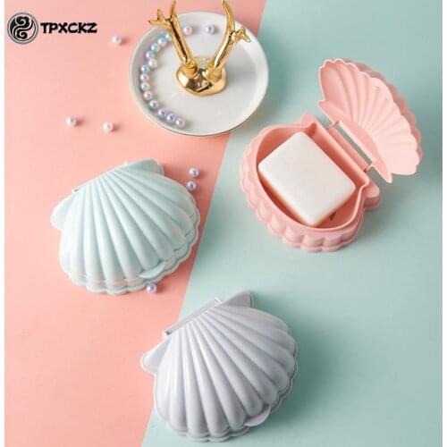 Creative Portable Shell Shape Soap Box Bathroom Drain Soap Holder Travel Soap Protect Case Bathroom Accessories