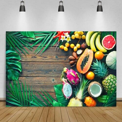 Vinyl Wood Backdrops For Photography Fruit Tropical Flowers Garden Tools Pet Portrait Photographic Background For Photo Studio