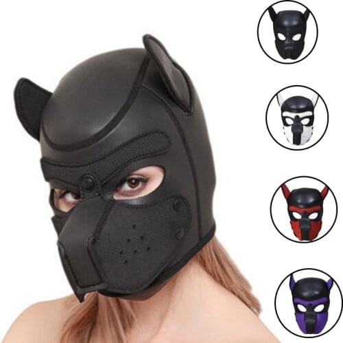 Latex Pup Puppy Play Dog Hood Mask BDSM Bondage Toys Bondage Restraint Hood Mask Fetish Hood Pet Role Play Sex Toys For Couples