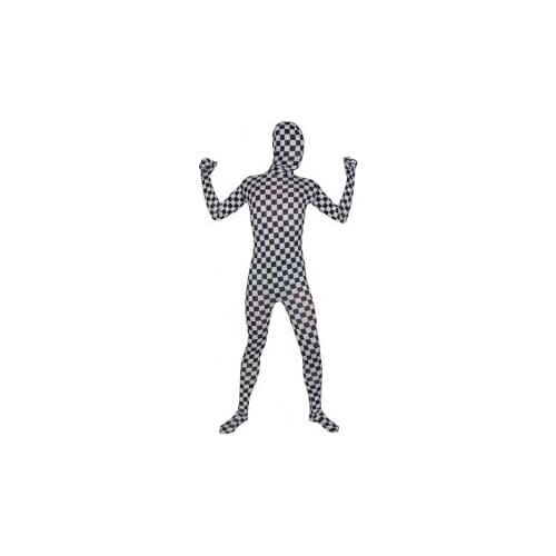 LP11) Black And White Check Spandex Costume Unisex Fetish Zentai Suits