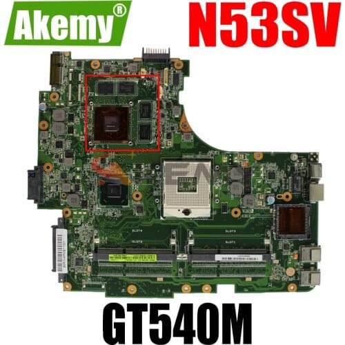 AKEMY N53SV Laptop Motherboard For ASUS N53S N53SN N53SM Original Mainboard HM65 GT540M 2x-RAM-Slots