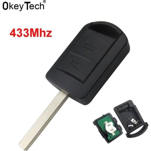 OkeyTech 2 Button Remote Car Key FOB Case For Opel Vauxhall Corsa Meriva Combo C 433MHz Uncut Blank HU43 HU100 YM28 HU46 Blade