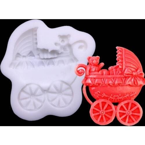 Wholesale 10 pcs Silicone Mold Bear Bow Baby Carriage Sugarcraft Cupcake Chocolate Baking Mold Fondant Cake Decorating Tools
