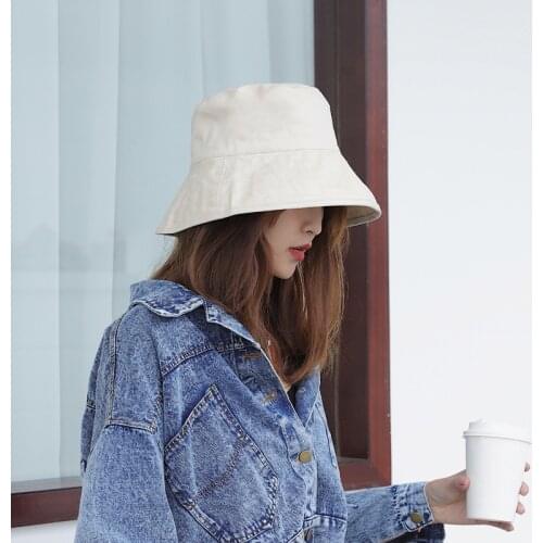 Modern Solid Color Bucket Hat Panama Flat Caps Wide Brim Women Fishermans Hat Hiking Climbing Fishing Outdoor Protection Caps