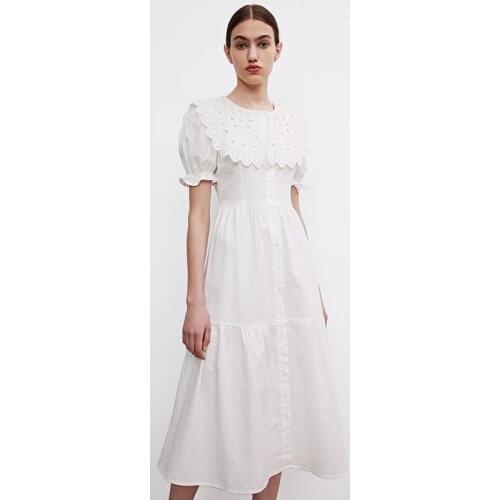 Summer Dress Female Solid Midi Dress Button Casual Dress Women Patchwork Short Sleeve Loose Dresses Summer 2021 Ladies party