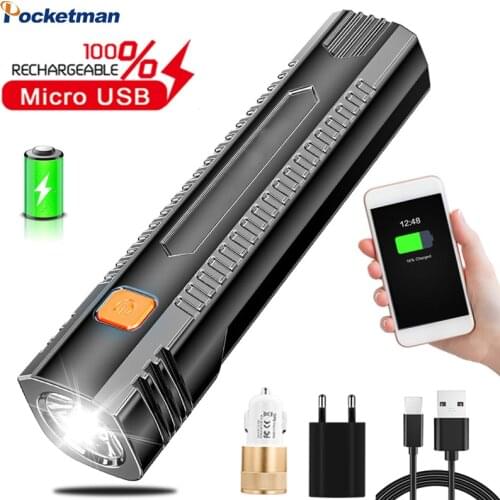 Portable Mini Flashlight USB Rechargeable Waterproof Flashlight Lantern With Output Power Bank Function Torch Built in Battery