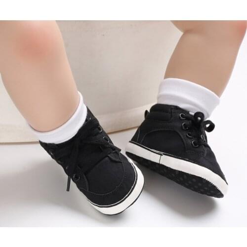Newborn Baby Casual Shoes Anti-slip Soft Sole Flat Shoes Solid Color Lace Up Crib Shoes Cute First Walker for Baby Boys Girls