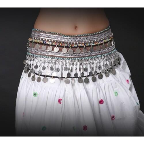 Unisex ATS Tribal Belly Dance Hip Belt Adjustable Fit Antique Bronze Beads Metal Chain Gypsy Dance Coins Belt Professional