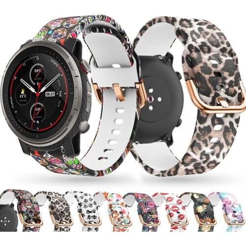 Printing Silicones Strap For Xiaomi Huami Amazfit Stratos 3/2/2S Smart Watch Wristband 22MM Replace Straps For Amazfit GTR 47MM