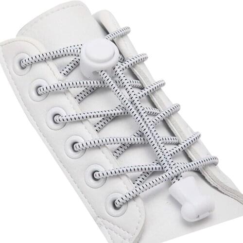 1 Pair No Tie Shoelaces Round Spring Stretching Locking Lazy laces Outdoor Safety Leisure Sneakers Elastic Shoelace Unisex
