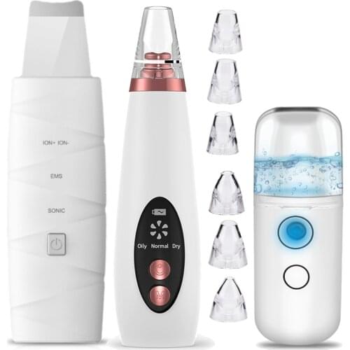 Ultrasonic Skin Scrubber Nano Sparyer Steamer Facial Peeling Shovel Pore Cleaner Exfoliator Acne Remover Point Noir Blackhead