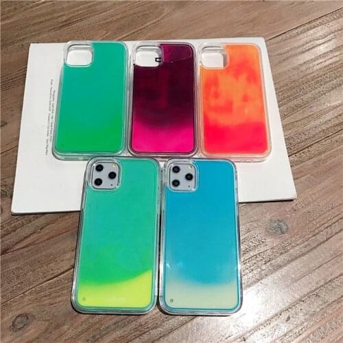 Luminous Neon Sand Case For iPhone 11 Pro MAX XR XS 6 6S S 7 8 Plus Glow In The Dark Liquid Glitter Quicksand Phone Cover Capa