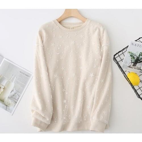 Plus size Lace cotton women loose O neck sweatshirts 2021 new autumn casual ladies pullovers hoodies female tops