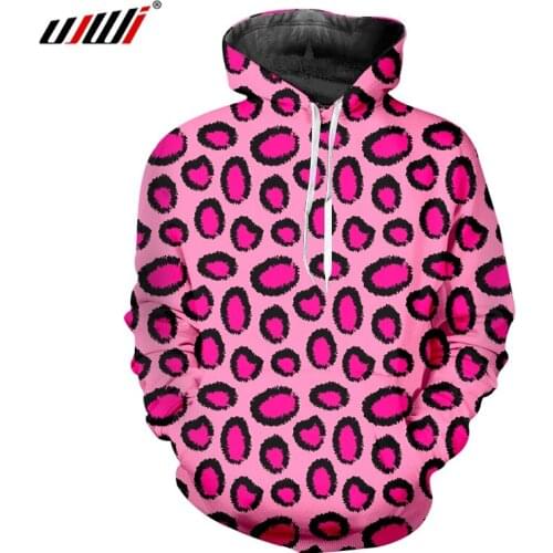 UJWI Hoodies Mens New Hooded Animal 3D Print Pullover Pink Leopard Hip Hop Oversized Clothes Mens Autumn Long Sleeve Hoodies