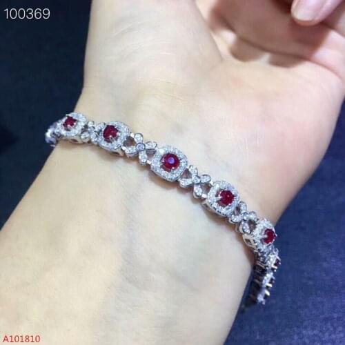KJJEAXCMY fine jewelry 925 pure silver inlaid natural ruby female Bracelet support test