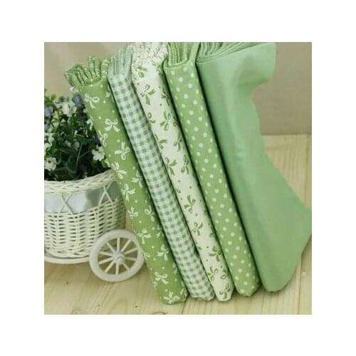 YY DIY Colorful 5 24x24cm Green Mixed 100% Cotton Fabric fabric Bundle for DIY sewing, free shipping